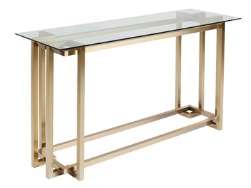 CLARA GOLD - Rectangular Glass and Stainless Steel console table by KARE Design - view 2